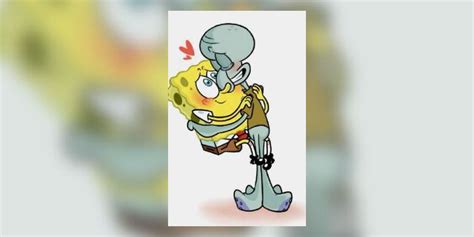Spongebob And Squidward Kissing On The Lips