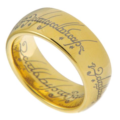 8mm Tungsten Gold Lord Of The Rings Hobbit Wedding Band Laser Engrave