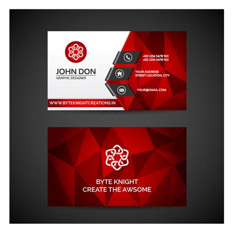 Red Polygonal Business Card Vc128 Bk Designs
