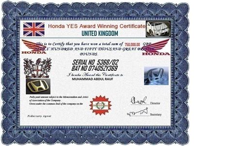In its 2020 elder fraud report, the fbi found that 28% of all fraud losses last year were sustained by people over the age of 60. No Spam, Please: Honda Yes Award Winning Certificate ...
