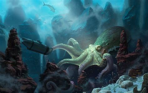 Fantasy Octopus Wallpaper Download Wallpaper Octopus Sea Bottom Depth Free Desktop