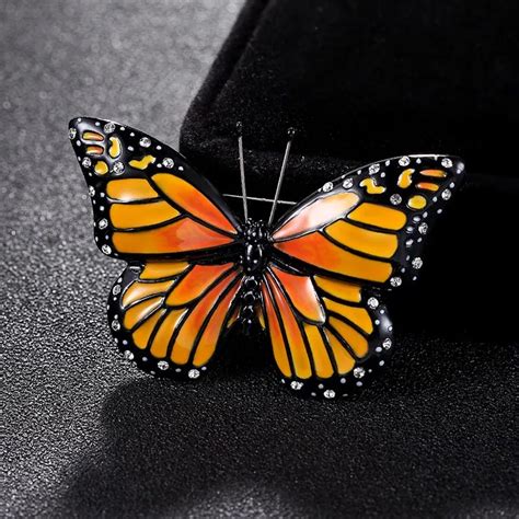 Luxury Brand Orange Enamel Butterfly Brooch Pins For Women Party Ts