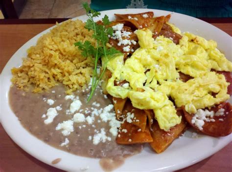 Chilaquiles Plate With Rice Beans And Eggs Yelp