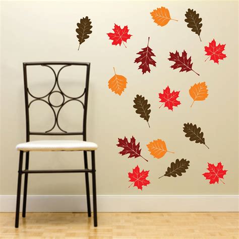 Fall Leaf Wall Decals Set Of 20 Autumn Leaves Vinyl Rub On