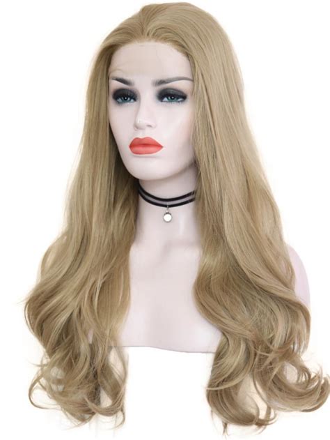 24b butterscotch blonde long wavy lace front wig synthetic wigs babalahair