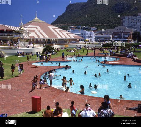 Bathers Crowding Into The Swimming Pool At Muizenberg Pavilion Cape