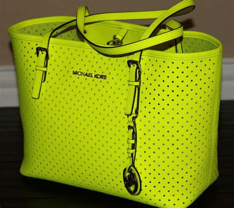 New Michael Kors Perforated Saffiano Leather Jet Set Travel Tote Bag
