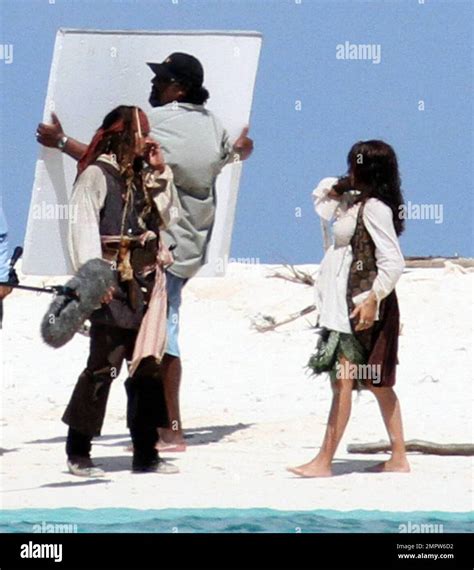 exclusive johnny depp and penelope cruz film a scene on a deserted island for the upcoming