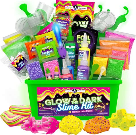 Original Stationery Neon Slime Kit Glow In The Dark Slime Kit For Girls 10 12 To Make Crunchy