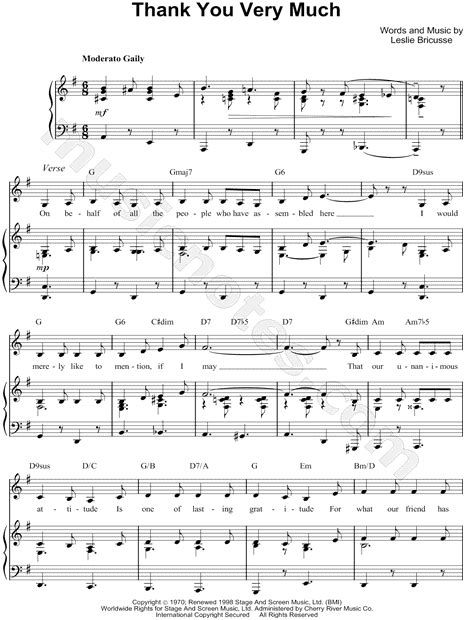 thank you very much from scrooge the musical sheet music in g major transposable