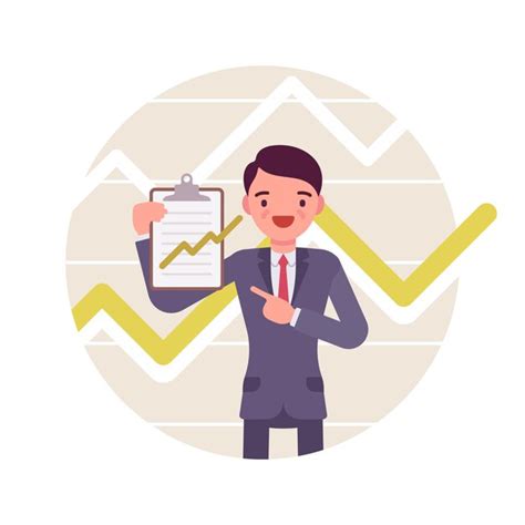 Premium Vector Businessman With Clipboard Positive Charts And Graphs
