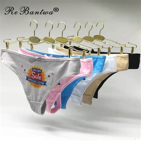 Rebantwa 12pcs Girls Sexy G String Letter Printed Tangas Sexy Thong Cotton Underwear Girl Cute