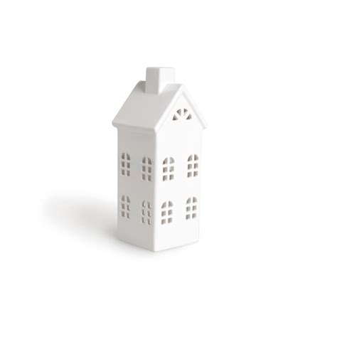 excelsa white dream little home ceramic lantern 8x8x23 cm uk