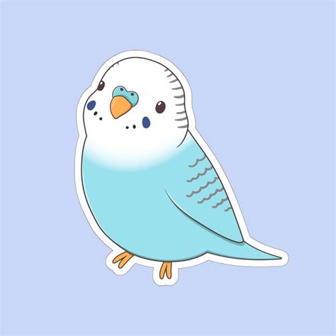 Budgie Sticker Bluegreenyellow Color Option Cute Bird Etsy