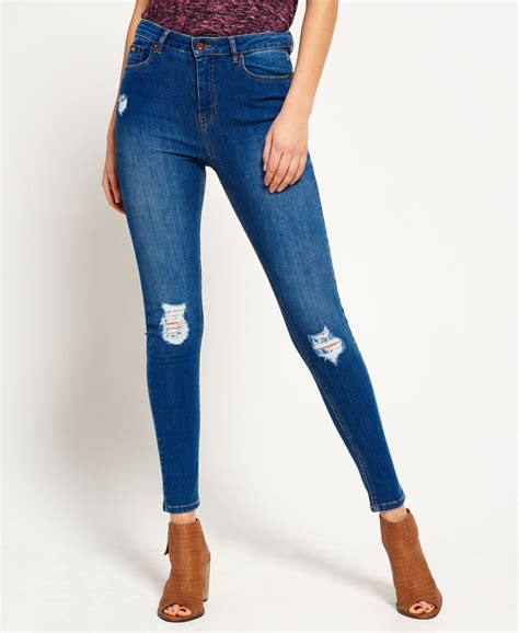 womens sophia high waist super skinny jeans in maritime wash superdry