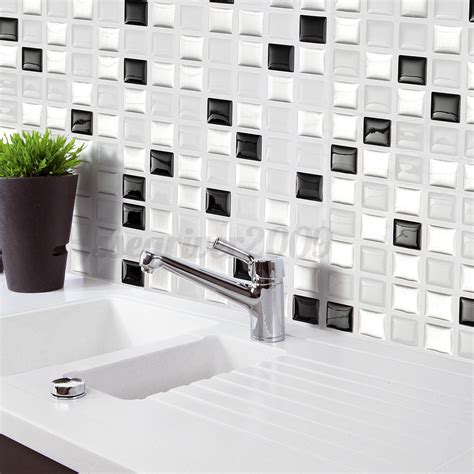 3d Mosaic Tile Modern Wallpaper Foil Sticker Bathroom