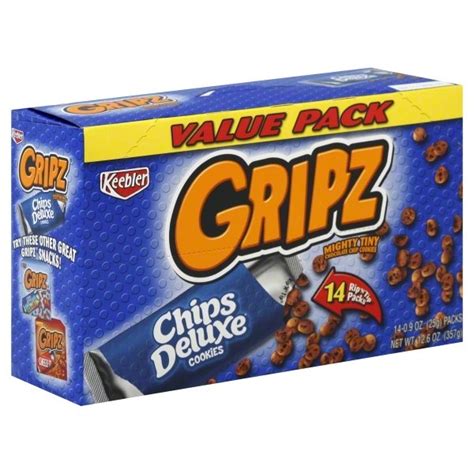 Keebler Gripz Cookies Mighty Tiny Chocolate Chip Value Pack 14 Ct