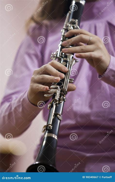 Hands Girl Playing The Clarinet Stock Image Image Of Backgrounds