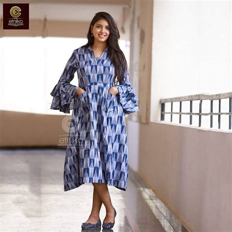 Bring Back The Retro Oomph With This Trendy Blue Cotton Ikkat Dress