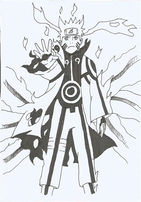 Naruto Bijuu Mode Sketch Coloring Page