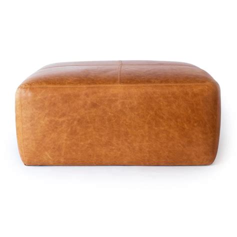 Cognac Tan Sequoia Leather Ottoman Poly And Bark Leather Ottoman