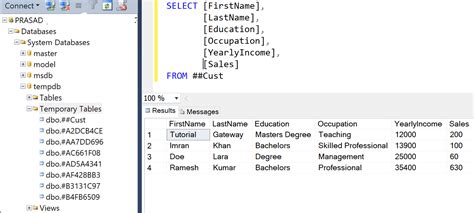 Sql Server Temp Tables Sql Local And Global Temporary Tables