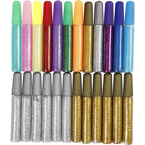 Glitter Glue Pens 12 Colours 24 Tubes Kit Silver Gold Etsy