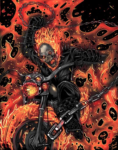 Colored Version Of My Ghost Rider Drawing By Grant Leon Smith On Deviantart