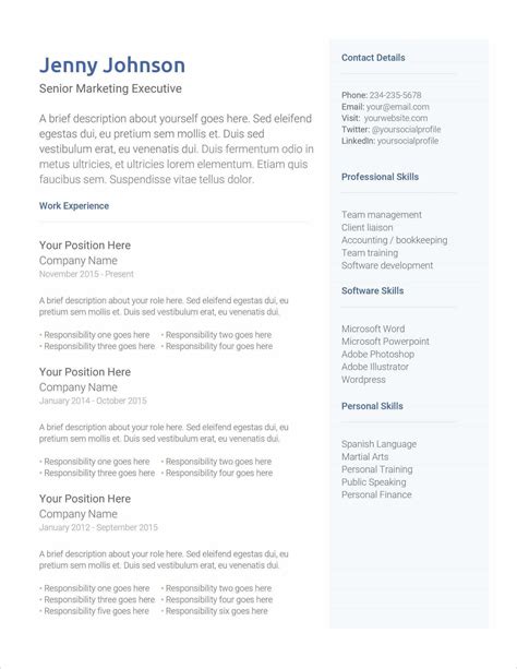 Resume Sample Download Resume Templates That I Can Copy And Paste Free Resume Sampel