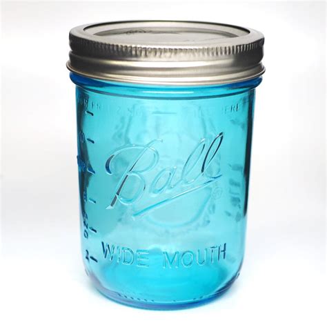 Ball Collection Elite Color Series Wide Mouth Pint 16 Oz Blue Glass