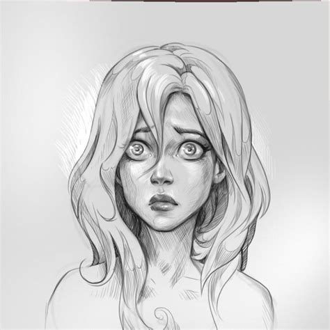 Artstation Embarrassed Sketch Anna Anikeyka Scared Face Drawing