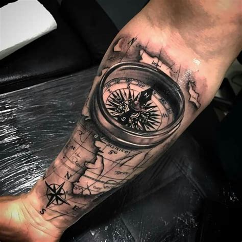 Compass Map Forarm Tattoos Map Tattoos Cool Arm Tattoos Neue Tattoos