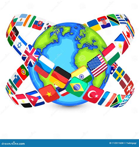 Flags Around Globe Cartoon Vector 31893783