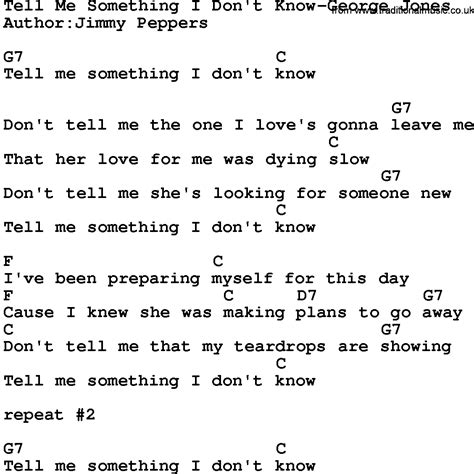 Country Musictell Me Something I Dont Know George Jones Lyrics And Chords
