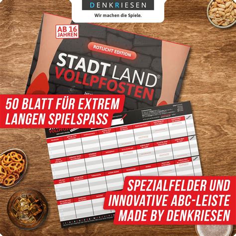 Stadt Land Vollpfosten Rotlicht Edition Dina4 Format Fun Spiele