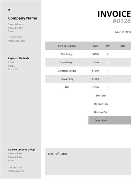 Create Invoice Template In Word Lopgrey