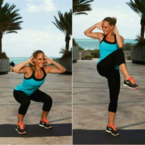 Squat Knee To Elbow Twist Exercise How To Workout Trainer By Skimble