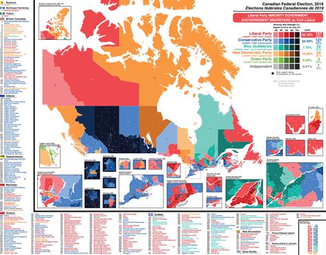 Justin trudeau 's liberals will form a minority government despite the fact that andrew scheer 's conservatives. 2019 Canadian federal election results map : MapPorn