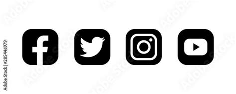 Set of facebook twitter instagram and youtube icons. Social media icons