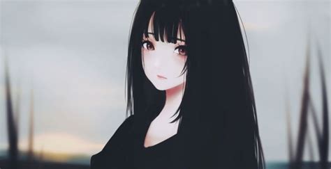 Desktop Wallpaper Beautiful Anime Woman Dark Hair Fan Art Hd Image