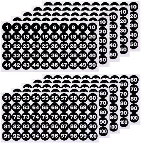 Luter 10 Sheets Number Stickers 5 Sets Of 1 100 Vinyl Number Sticker
