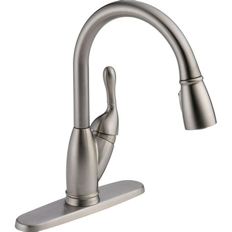 Kitchen faucet, kitchen sink faucet, kitchen faucet with pull down sprayer, single handle high arc pull out brushed nickel sinks faucet (silver) 4.6 out of 5 stars 355 $37.99 $ 37. Delta Izak Single-Handle Pull-Down Sprayer Kitchen Faucet ...