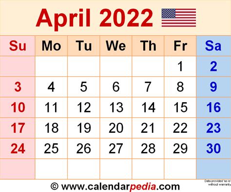 April 2022 Calendar Templates For Word Excel And Pdf