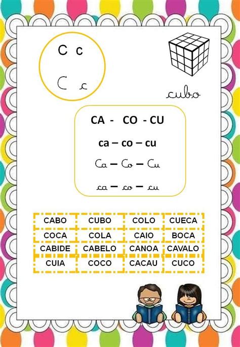 Ficha de leitura sílabas simples Família silábica do C CA CO CU