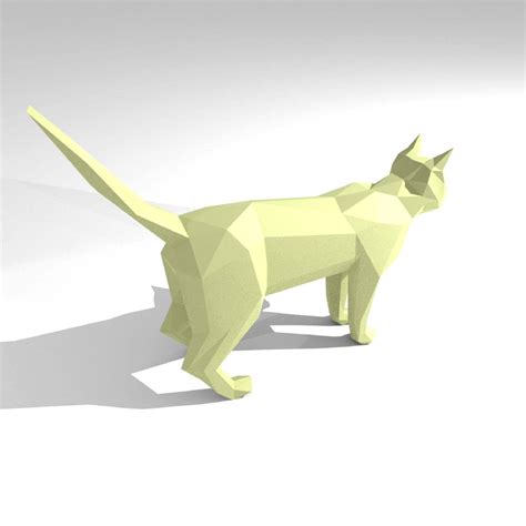 Printable Diy Template Pdf Cat Low Poly Paper Model 3d
