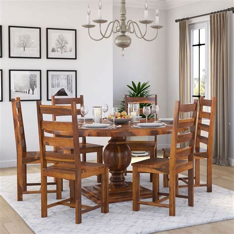 There are many chart options for all these choices. Cloverdale Solid Wood Round Dining Table With 6 Chairs Set