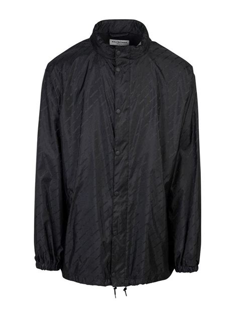 Balenciaga Allover Logo Printed Rain Jacket In Black For Men Lyst