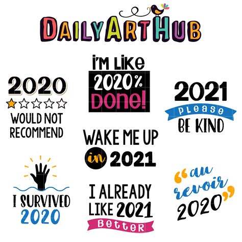 Goodbye 2020 Hello 2021 Clip Art Set Daily Art Hub Graphics