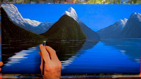 Painting Mountains With Water Reflections In Acrylics Youtube