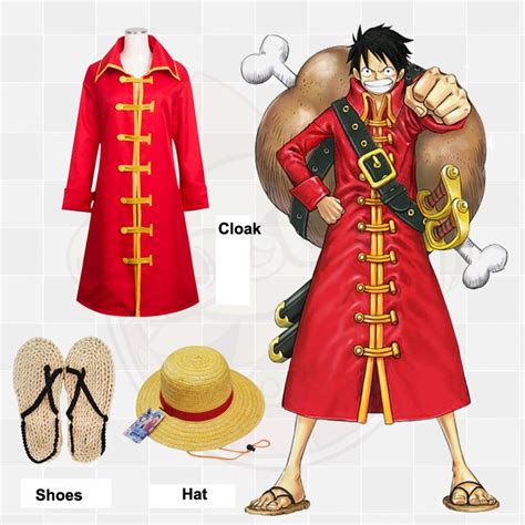 Free Shipping Stock Monkey Dluffy Cloak Cosplay Costume From One Piece